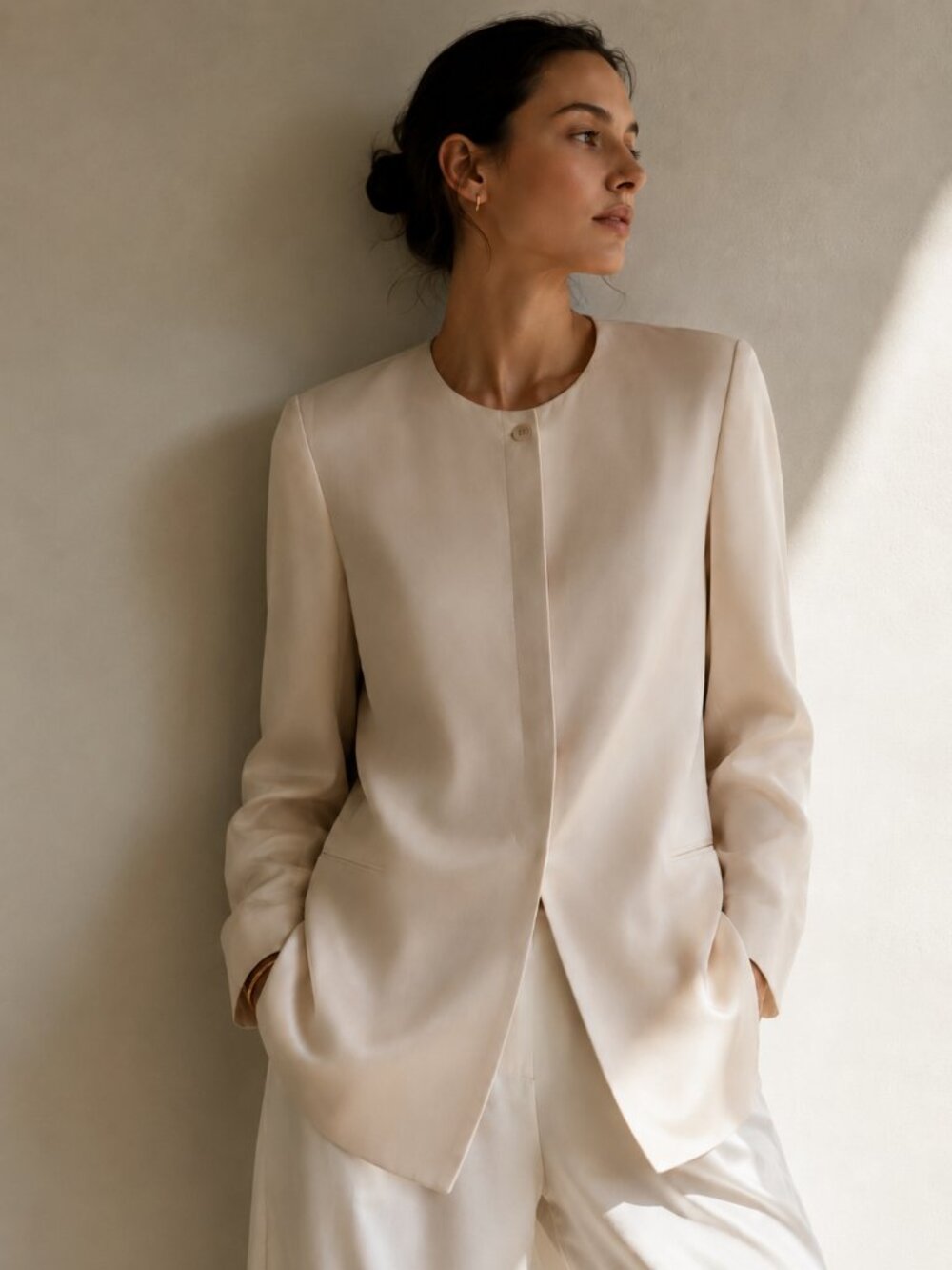 NWT Vintage 100% Silk Powder Longline Blazer | Size 6